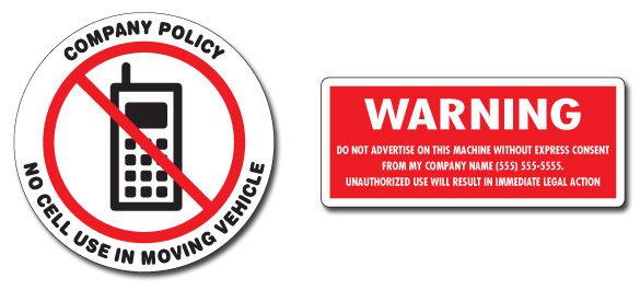 Custom Company Policy Warning Label Decals