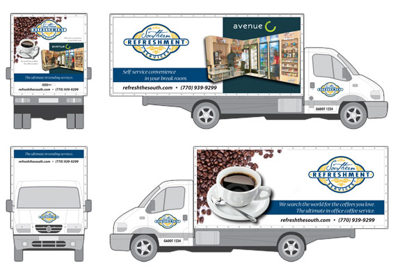 Select image for expanded view of a custom designed panel van graphic wrap package design